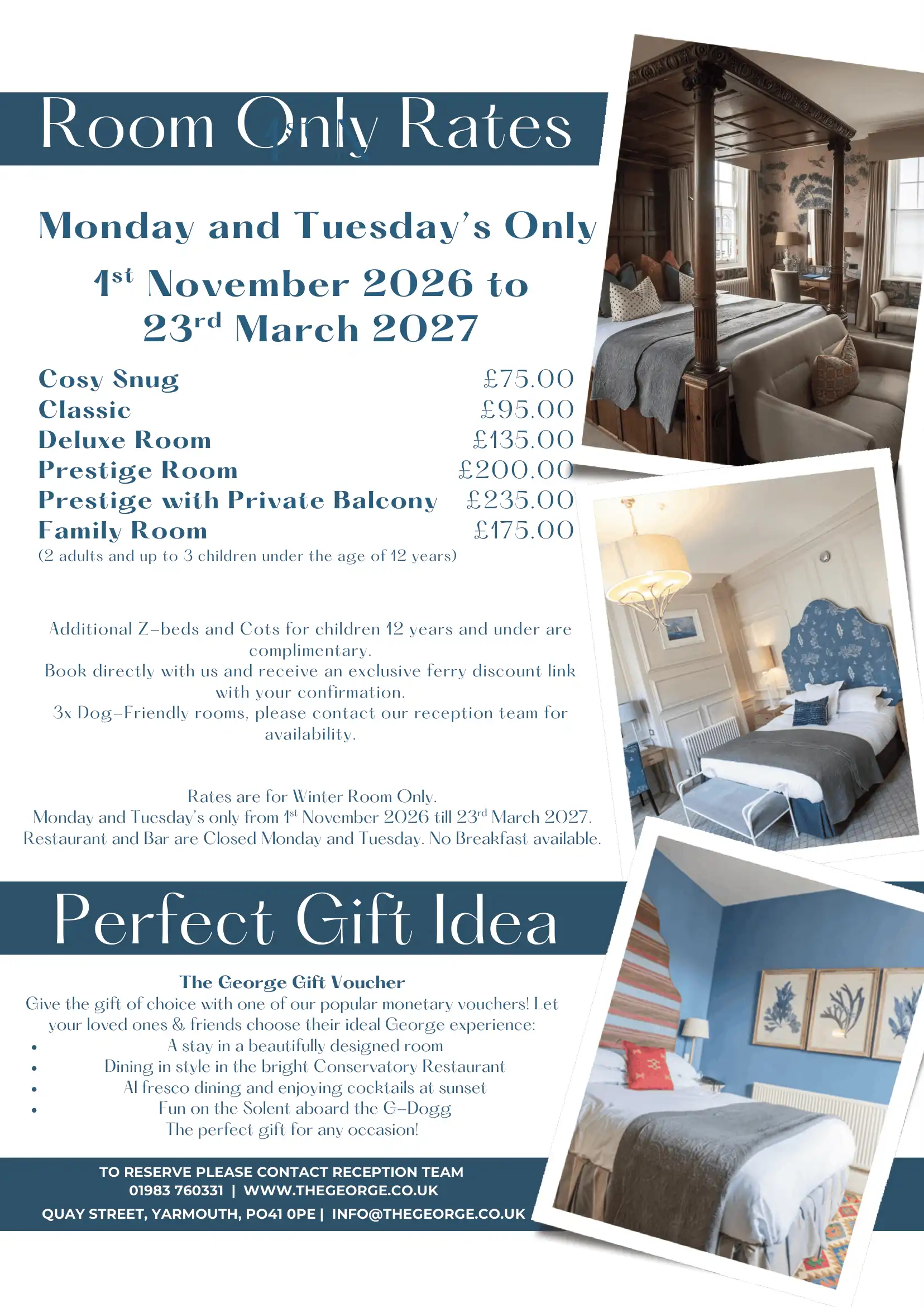 winter room only rates at the george, yarmouth